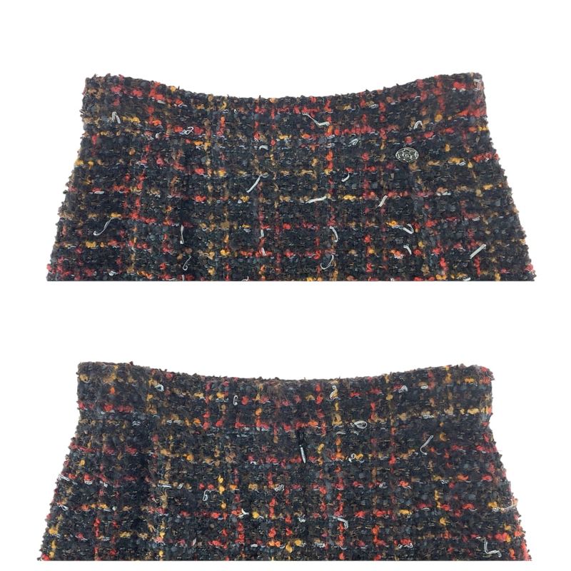 Chanel CC Logo 36 Multicolor Silk Wool Skirt Tight