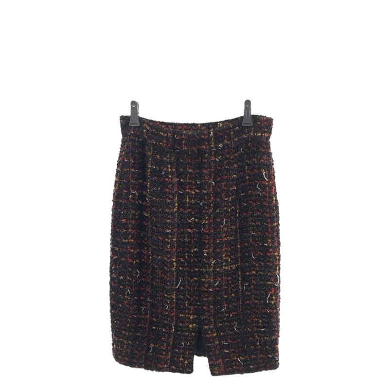 Chanel CC Logo 36 Multicolor Silk Wool Skirt Tight