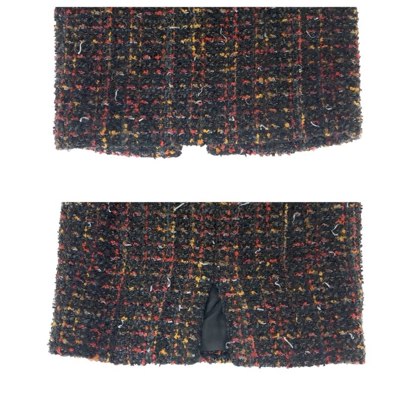 Chanel CC Logo 36 Multicolor Silk Wool Skirt Tight