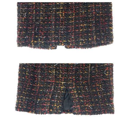 Chanel CC Logo 36 Multicolor Silk Wool Skirt Tight