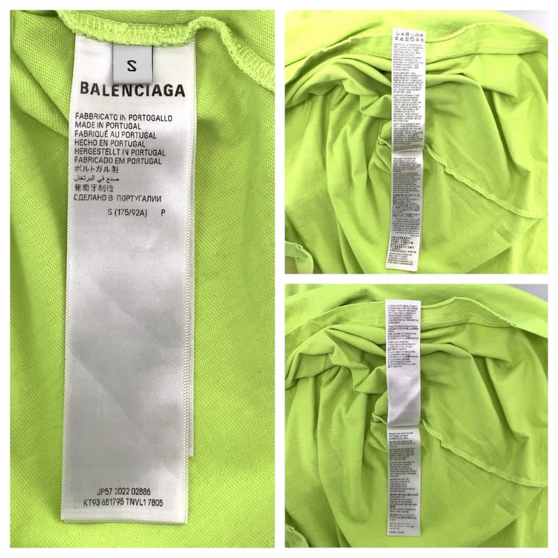 Balenciaga Caps Boxy Fit Light Green White Cotton Short Sleeve