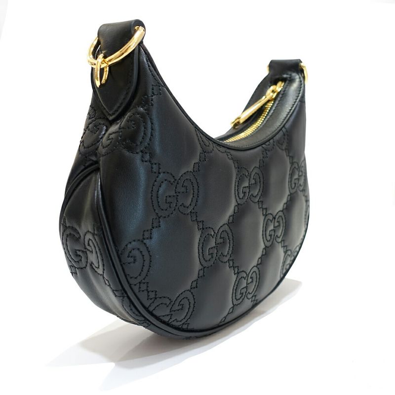 Gucci GG Matelasse Mini Shoulder Bag Leather Black Gold