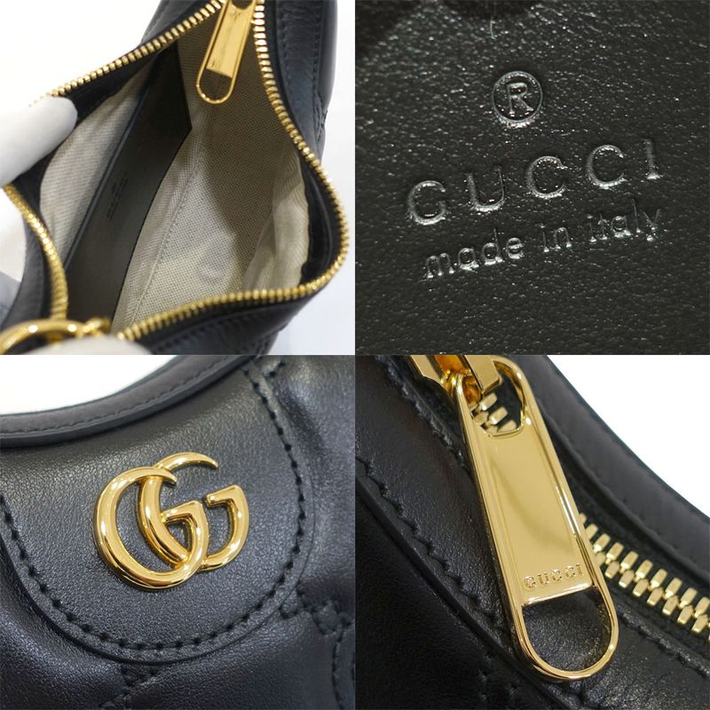 Gucci GG Matelasse Mini Shoulder Bag Leather Black Gold