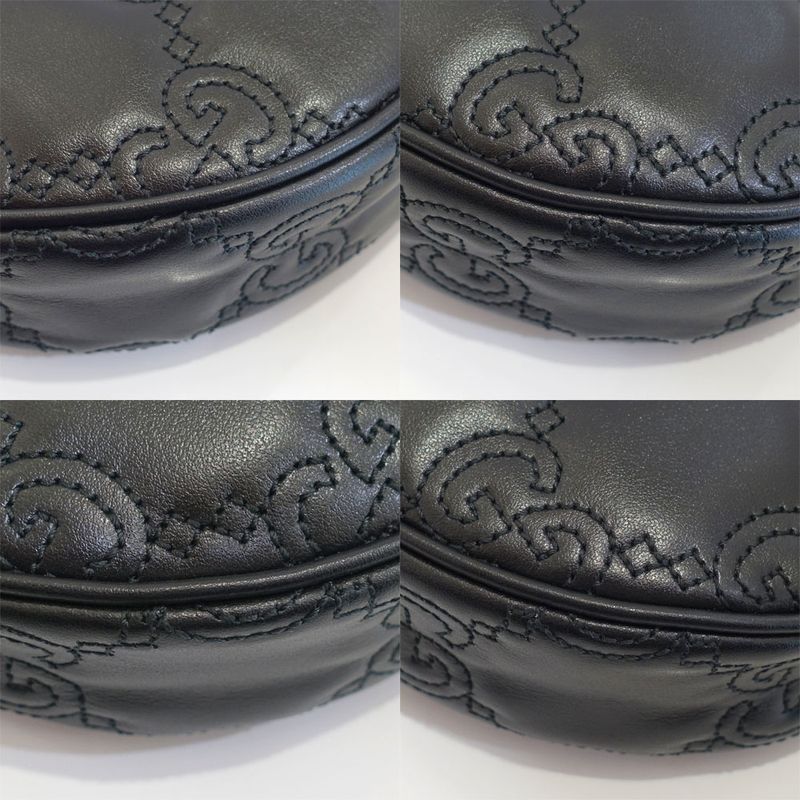 Gucci GG Matelasse Mini Shoulder Bag Leather Black Gold