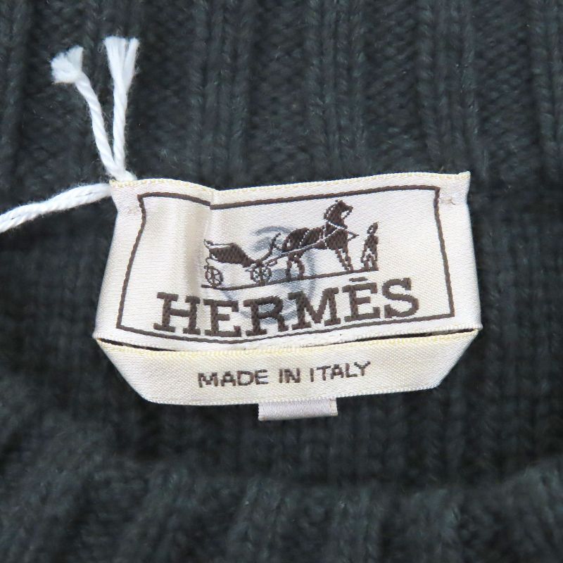Hermes Wool Cashmere Crew Neck Long Sleeve Knit Sweater Green S