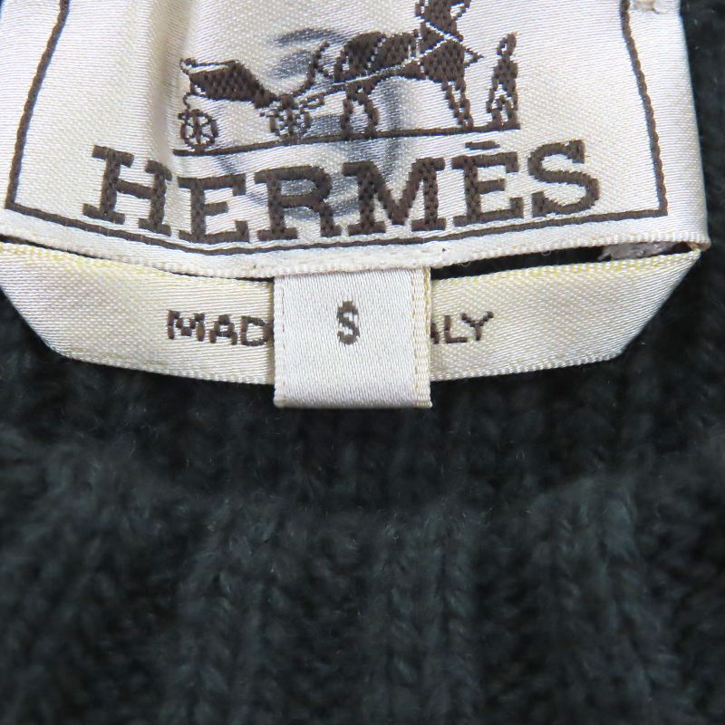 Hermes Wool Cashmere Crew Neck Long Sleeve Knit Sweater Green S
