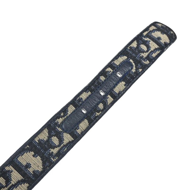 Dior Christian Belt Trotter Logo 65 Navy Canvas Leather