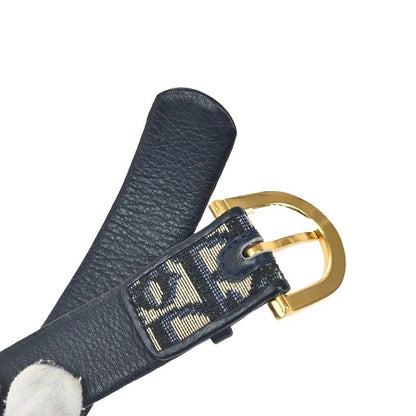 Dior Christian Belt Trotter Logo 65 Navy Canvas Leather