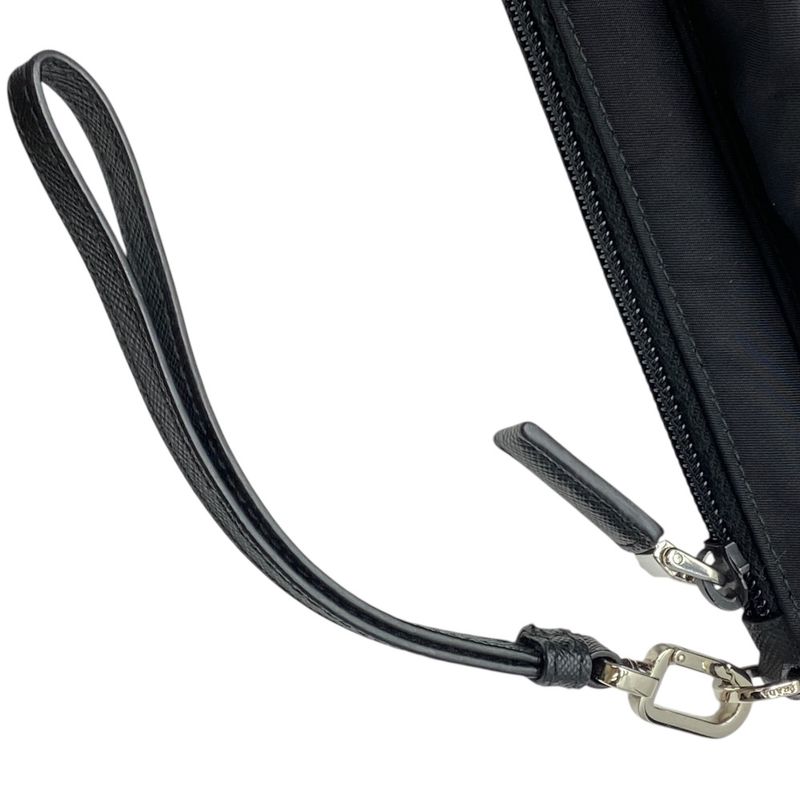 Prada Clutch Pouch Multi Case Triangle Logo Nylon Black