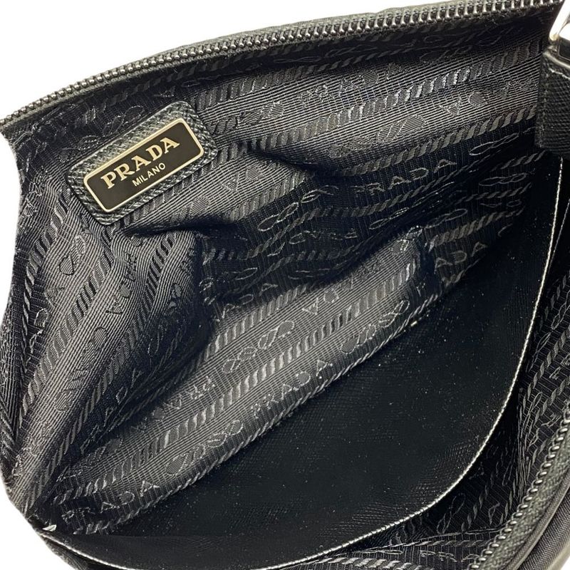Prada Clutch Pouch Multi Case Triangle Logo Nylon Black