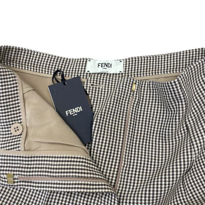 Fendi Wide Pants Long Pants Houndstooth All Over Pattern Wool