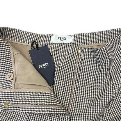 Fendi Wide Pants Long Pants Houndstooth All Over Pattern Wool