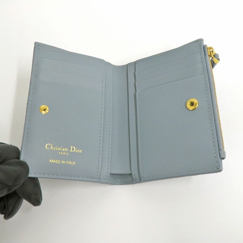 Dior Caro Dahlia Wallet Cannage Cloud Blue Calfskin Light