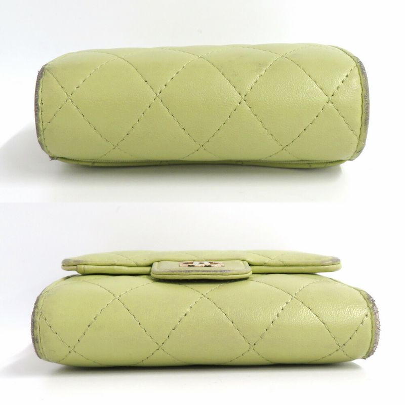 Chanel Quilted Small Flap Wallet Pistachio Green Lambskin