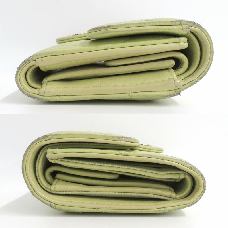 Chanel Quilted Small Flap Wallet Pistachio Green Lambskin