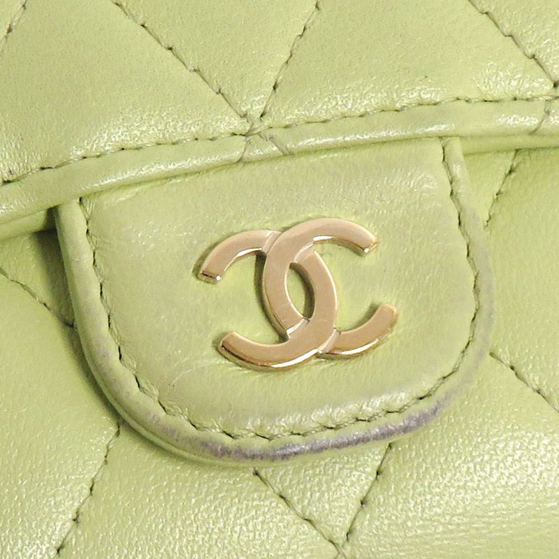 Chanel Quilted Small Flap Wallet Pistachio Green Lambskin
