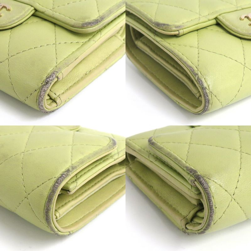 Chanel Quilted Small Flap Wallet Pistachio Green Lambskin