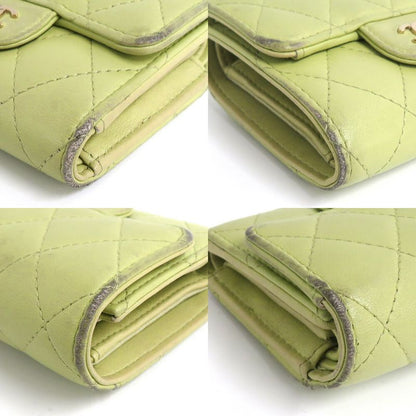 Chanel Quilted Small Flap Wallet Pistachio Green Lambskin