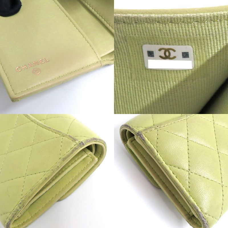Chanel Quilted Small Flap Wallet Pistachio Green Lambskin