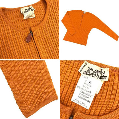Hermes Half Zip Knit S Long Sleeve Wool Cashmere Orange