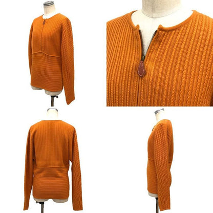 Hermes Half Zip Knit S Long Sleeve Wool Cashmere Orange