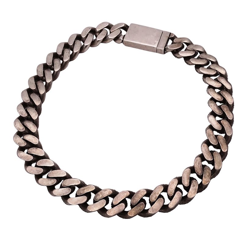 Saint Laurent Choker Necklace Metal Rhinestone Silver Chain