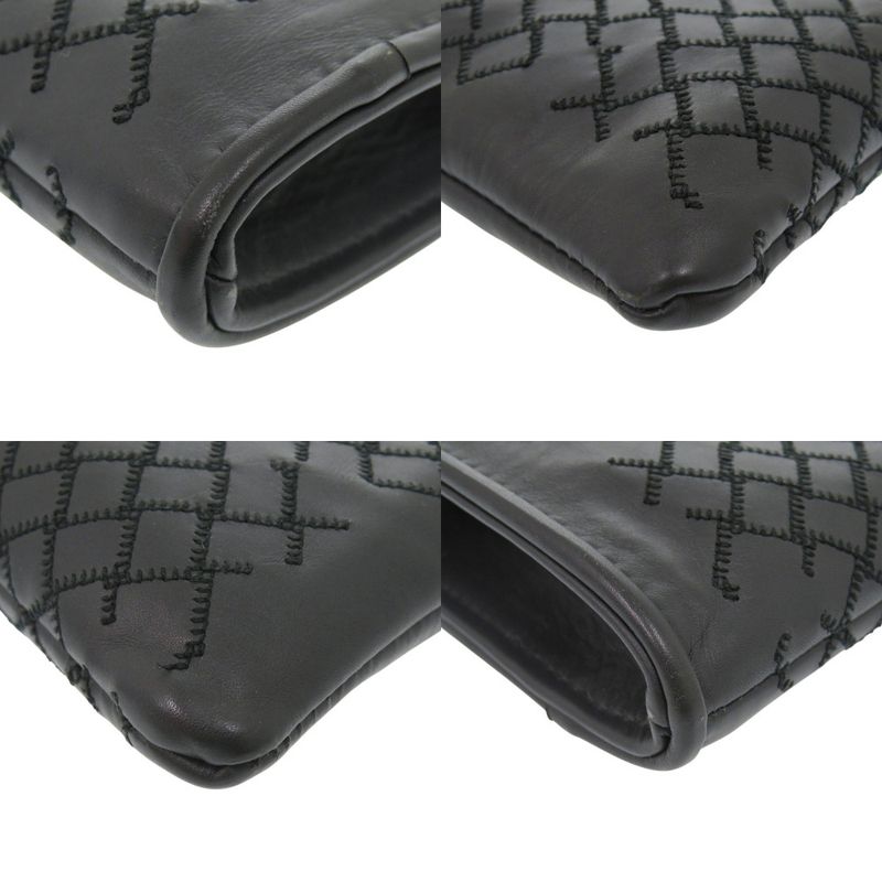 Bottega Veneta Intrecciato Leather Gray Clutch