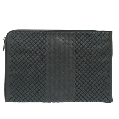 Bottega Veneta Intrecciato Leather Gray Clutch