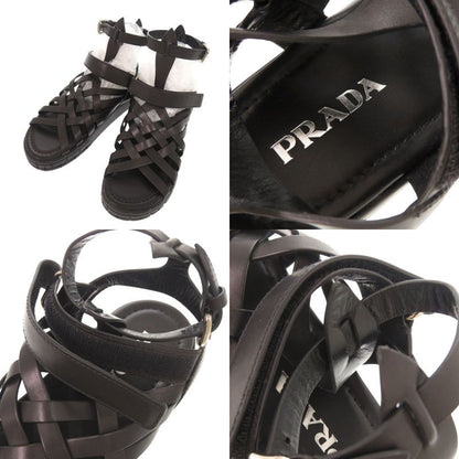 Prada 37 Leather Black Sandals Mesh