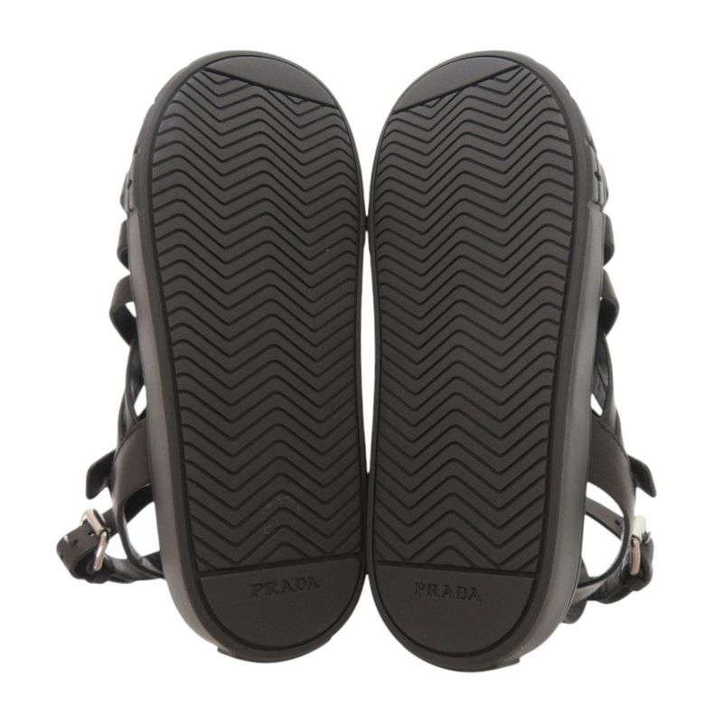 Prada 37 Leather Black Sandals Mesh