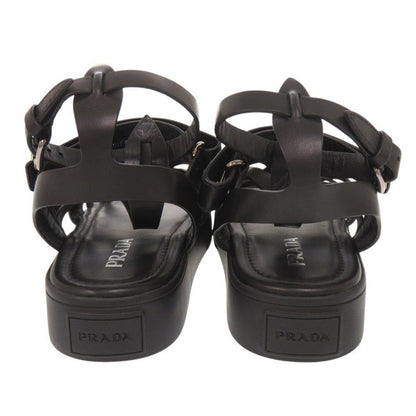 Prada 37 Leather Black Sandals Mesh