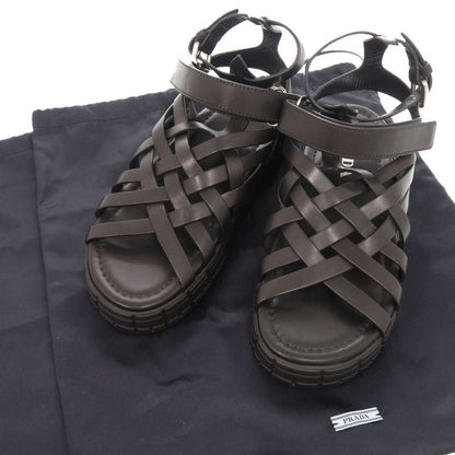 Prada 37 Leather Black Sandals Mesh