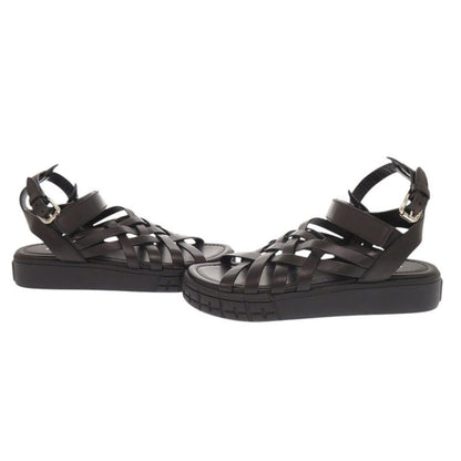 Prada 37 Leather Black Sandals Mesh