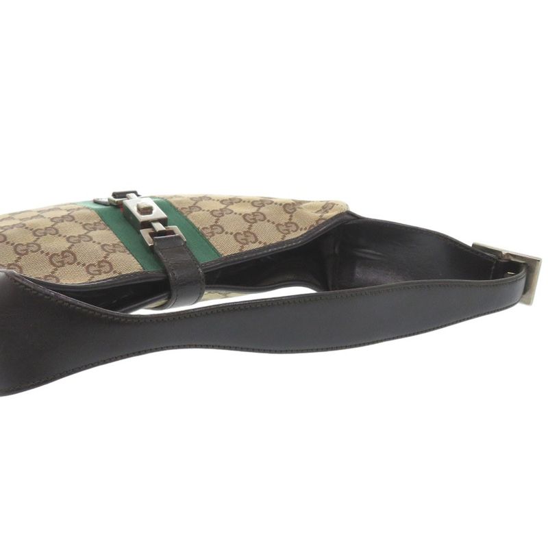 Gucci Jack Line Shoulder Bag 001 GG Canvas Leather Beige