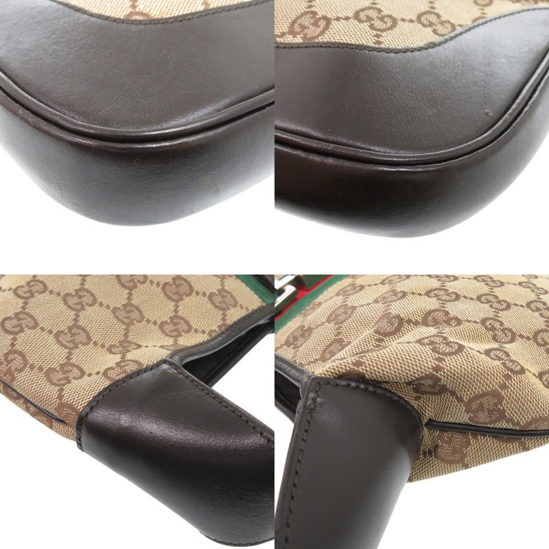 Gucci Jack Line Shoulder Bag 001 GG Canvas Leather Beige