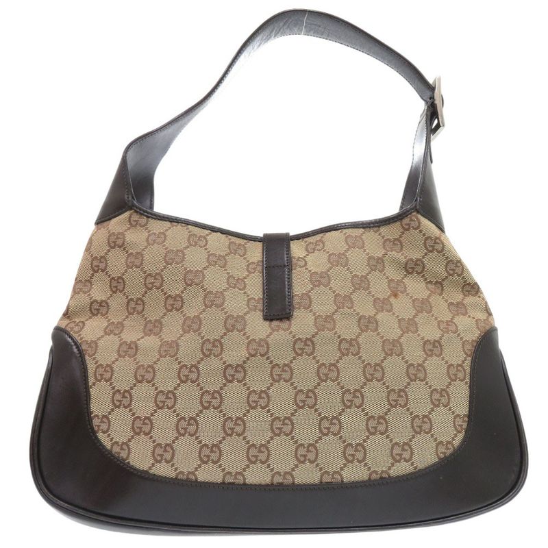 Gucci Jack Line Shoulder Bag 001 GG Canvas Leather Beige