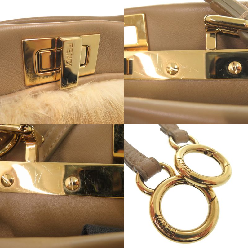 Fendi Peekaboo Mini 2-Way Handbag Mink Leather Beige