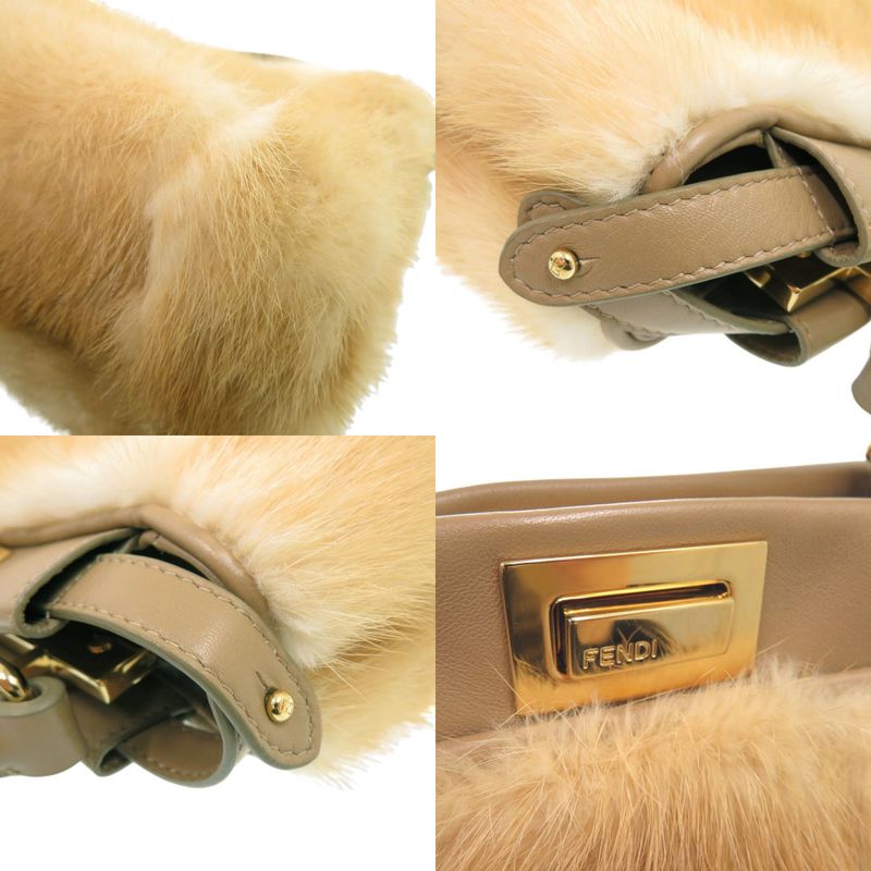 Fendi Peekaboo Mini 2-Way Handbag Mink Leather Beige