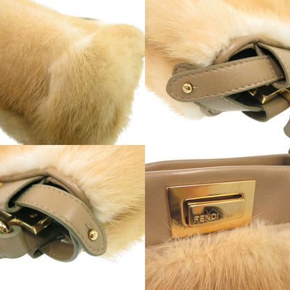 Fendi Peekaboo Mini 2-Way Handbag Mink Leather Beige