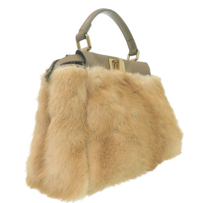 Fendi Peekaboo Mini 2-Way Handbag Mink Leather Beige
