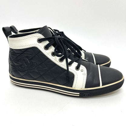 Chanel Sneakers Quilted CC Logo Bicolor Leather Black