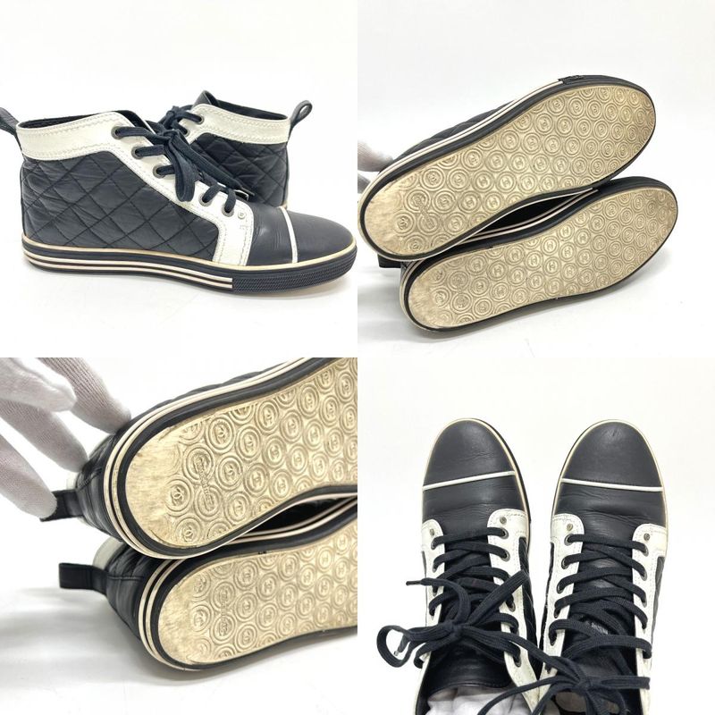 Chanel Sneakers Quilted CC Logo Bicolor Leather Black