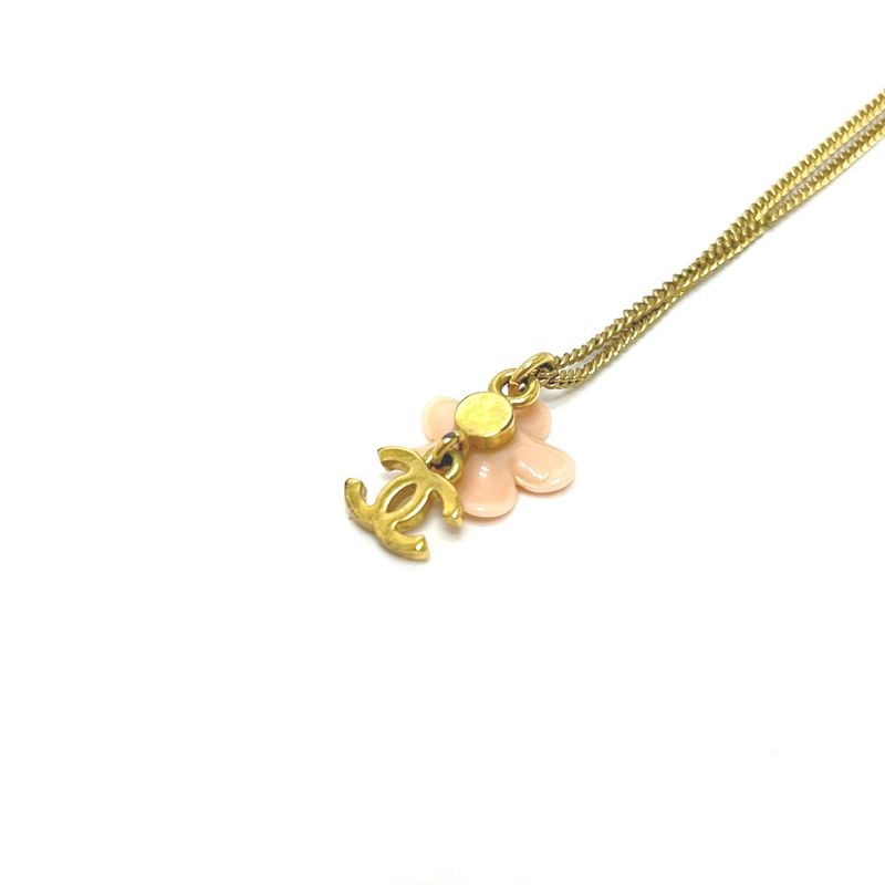 Chanel Necklace CC Logo Flower Camellia Metal Gold