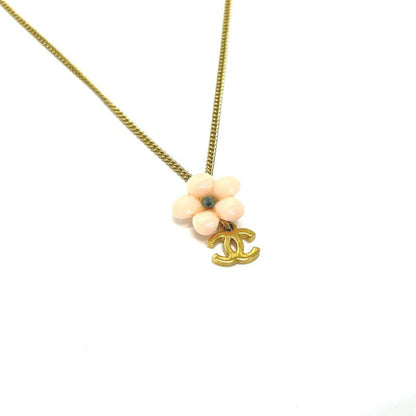 Chanel Necklace CC Logo Flower Camellia Metal Gold