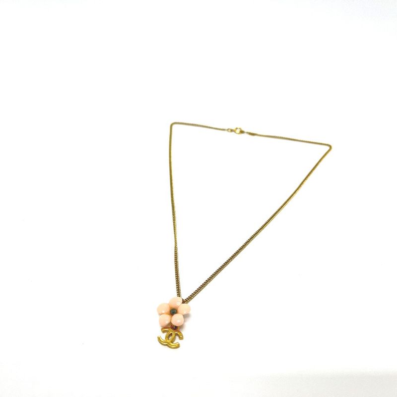 Chanel Necklace CC Logo Flower Camellia Metal Gold