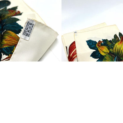 Hermes Scarf Citrouilles&coloqu in Tes Pumpkin and Colocint Silk White Beige