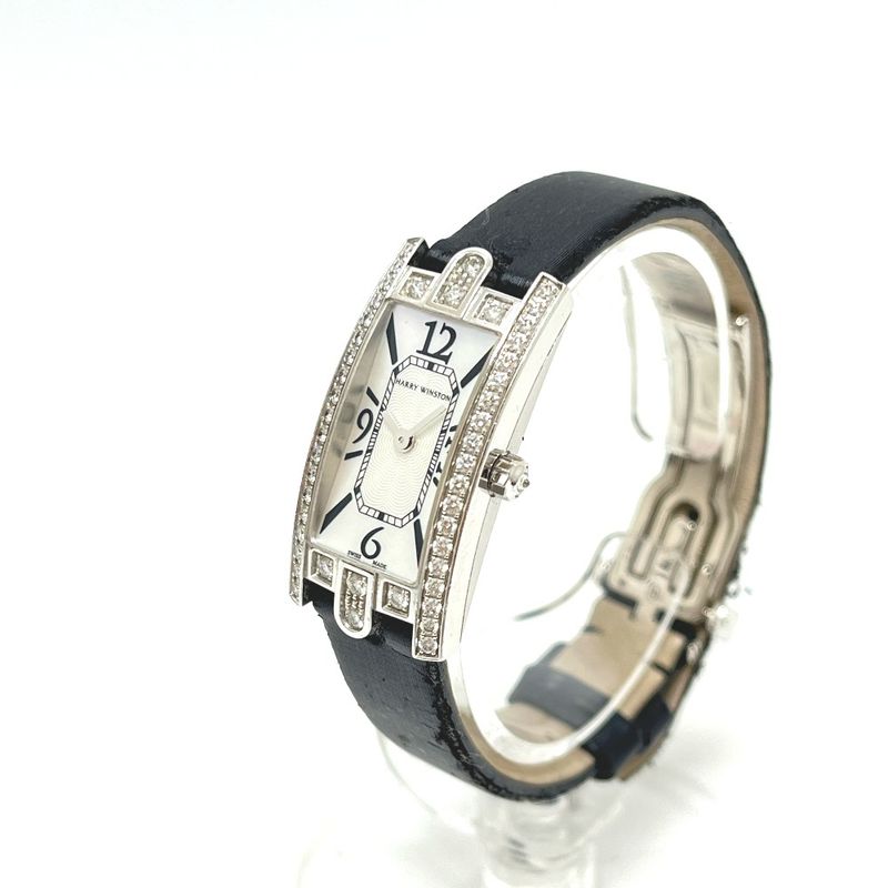 Harry Winston Watch 18K White Gold Avenue-c Mini