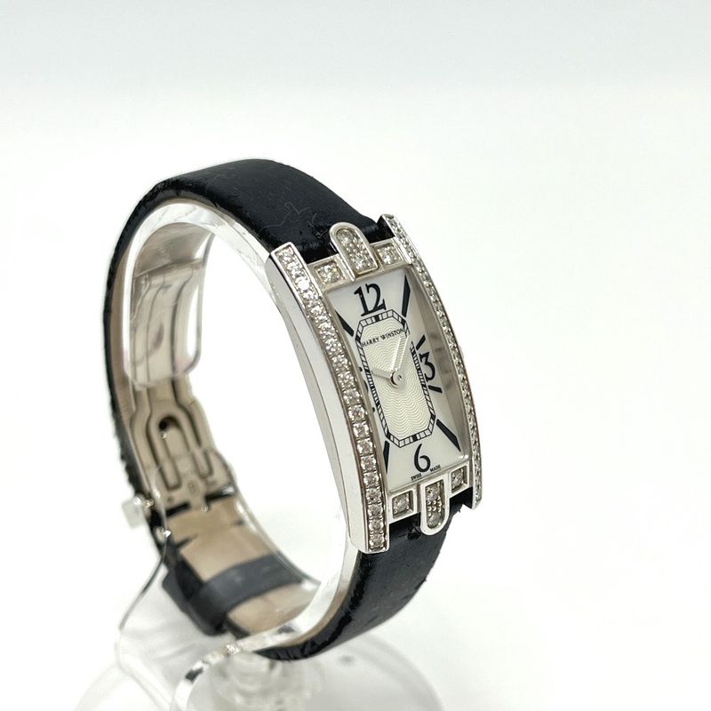 Harry Winston Watch 18K White Gold Avenue-c Mini