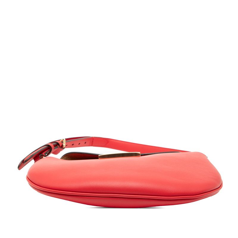 Fendi Croissant Shoulder Bag Red Leather