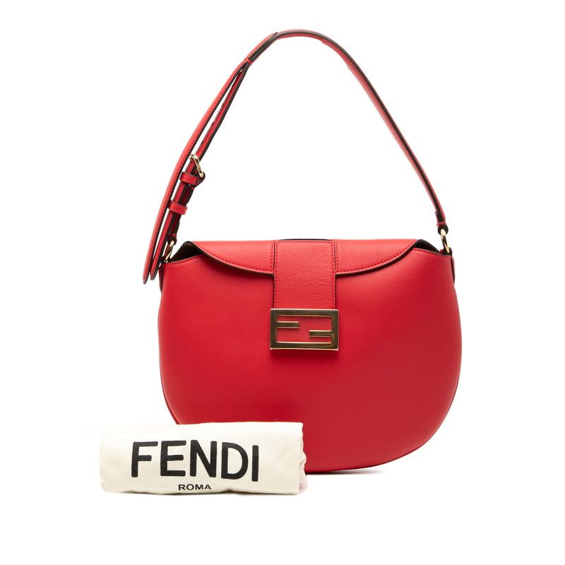 Fendi Croissant Shoulder Bag Red Leather